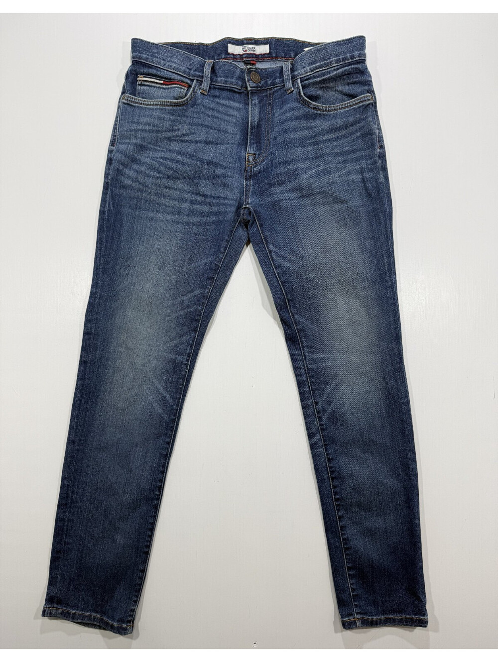 Tommy Hilfiger Denim Jeans Mens 31x30 Slim Straight Stretch Blue Medium Wash